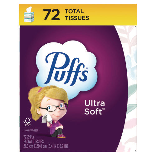 Image of Puffs® 80374519 Ultra Soft Facial Tissue, 2-Ply, White, 72 Sheets/Box, 24 Boxes/Carton