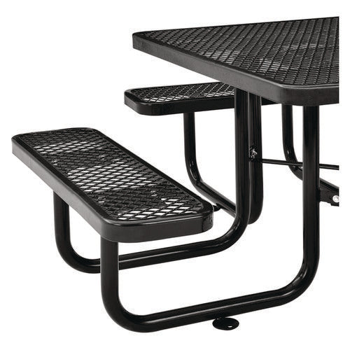 Image of Global Industrial® 277151BK Expanded Steel Picnic Table, Square, 81 x 81 x 29.5, Black Top, Black Base/Legs