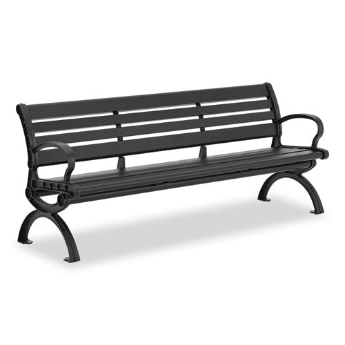 Image of Global Industrial® 436978BK Aluminum Bench with Back, 73" x 22.75" x 30.75", Black Seat/Back, Black Base