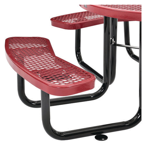 Image of Global Industrial® 277150RD Expanded Steel Picnic Table, Round, 46" Dia x 29.5"h, Red Top, Red Base/Legs