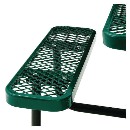 Image of Global Industrial® 277151GN Expanded Steel Picnic Table, Square, 81 x 81 x 29.5, Green Top, Green Base/Legs