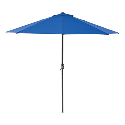 Image of Global Industrial® 436970 Outdoor Umbrella with Tilt Mechanism, 102" Span, 94" Long, Blue Canopy, Black Handle