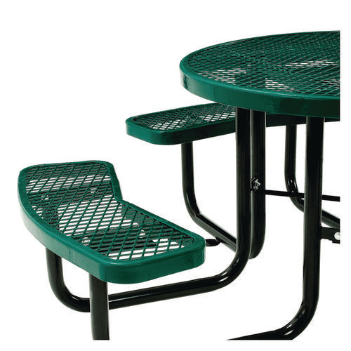 Image of Global Industrial® 277150GN Expanded Steel Picnic Table, Round, 46" Dia x 29.5"h, Green Top, Green Base/Legs