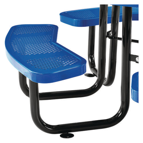 Image of Global Industrial® 262078BL Perforated Steel Picnic Table, Round, 46" Dia x 29.5"h, Blue Top, Blue Base/Legs