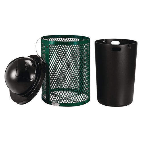 Image of Global Industrial® 261948GN Outdoor Diamond Steel Trash Can, 36 gal, Dome Lid, Green