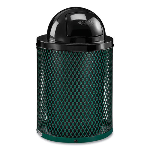 Image of Global Industrial® 261948GN Outdoor Diamond Steel Trash Can, 36 gal, Dome Lid, Green