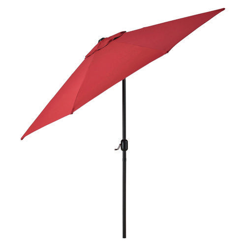 Image of Global Industrial® 262070 Outdoor Umbrella with Tilt Mechanism, 102" Span, 94" Long, Red Canopy, Black Handle