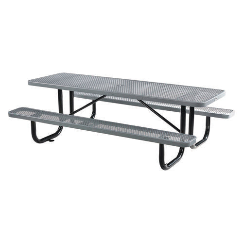 Image of Global Industrial® 277153GY Expanded Steel Picnic Table, Rectangular, 96 x 62 x 29.5, Gray Top, Gray Base/Legs