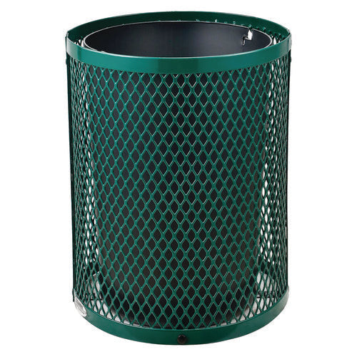 Image of Global Industrial® 261948GN Outdoor Diamond Steel Trash Can, 36 gal, Dome Lid, Green