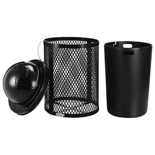 Image of Global Industrial® 261948BK Outdoor Diamond Industrial Steel Trash Can, 36 gal, Black