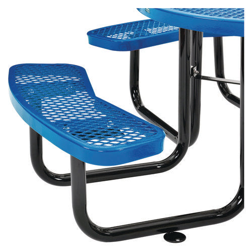 Image of Global Industrial® 277150BL Expanded Steel Picnic Table, Round, 46" Dia x 29.5"h, Blue Top, Blue Base/Legs