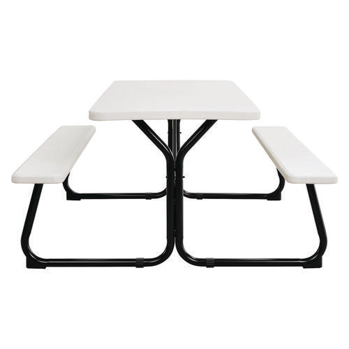 Image of Global Industrial® 695484 Blow-Molded Plastic Picnic Table, Rectangular, 72 x 60 x 30, White Top, White Base/Legs