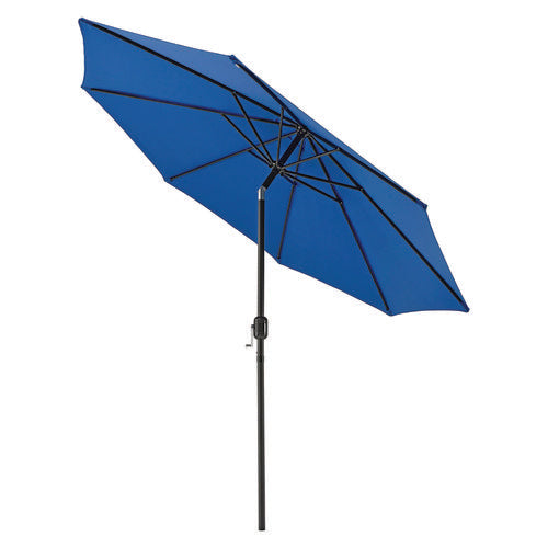 Image of Global Industrial® 436970 Outdoor Umbrella with Tilt Mechanism, 102" Span, 94" Long, Blue Canopy, Black Handle