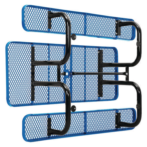 Image of Global Industrial® 277152BL Expanded Steel Picnic Table, Rectangular, 72 x 62 x 29.5, Blue Top, Blue Base/Legs
