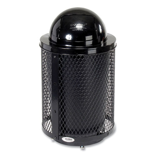 Image of Global Industrial® 261948BKD Outdoor Diamond Steel Trash Can with Base, 36 gal, Black