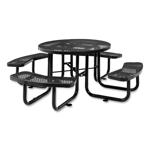 Image of Global Industrial® 277150BK Expanded Steel Picnic Table, Round, 46" Dia x 29.5"h, Black Top, Black Base/Legs