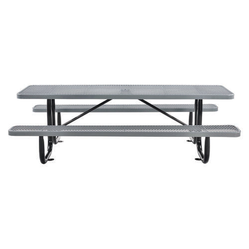 Image of Global Industrial® 277153GY Expanded Steel Picnic Table, Rectangular, 96 x 62 x 29.5, Gray Top, Gray Base/Legs