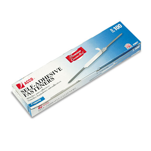 Image of ACCO 70021 Premium Self-Adhesive Two-Prong Paper Fastener Bases, 2" Capacity, 2.75" Center to Center, Brown, 100/Box