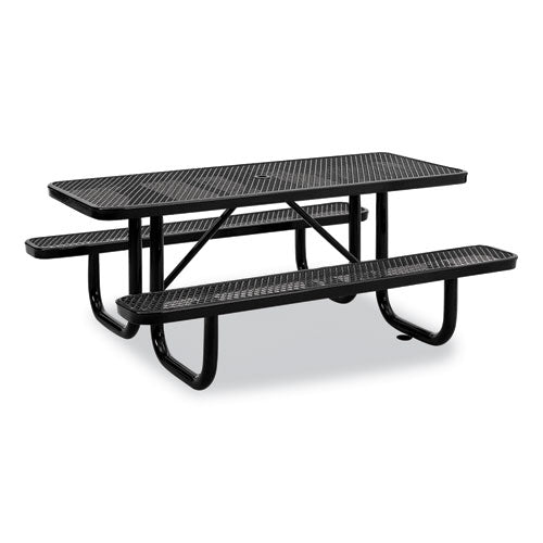 Image of Global Industrial® 277152BK Expanded Steel Picnic Table, Rectangular, 72 x 62 x 29.5, Black Top, Black Base/Legs