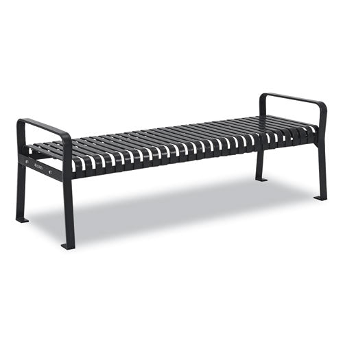 Image of Global Industrial® 262113BKKD Steel Slat Flat Bench, 70" x 24" x 24.25", Black Seat, Black Base