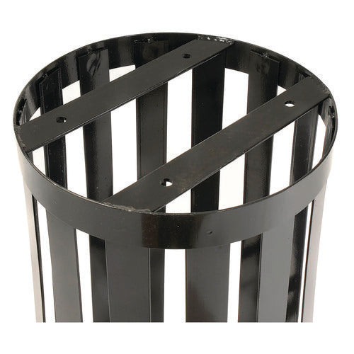 Image of Global Industrial® 237725BK Outdoor Slatted Steel Trash Can, 24 gal, Black