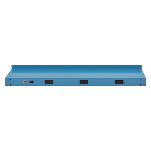 Image of Global Industrial® 249294CBL Upper Workbench Shelf, 3 Duplex Outlets, For Use With 48" Wide Workbenches, 100 lb Weight Capacity