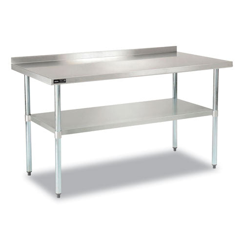 Image of Global Industrial® 319060 Work Table with Undershelf with Backsplash, Rectangular, 60 x 30 x 35, Silver Top, Silver Base/Legs