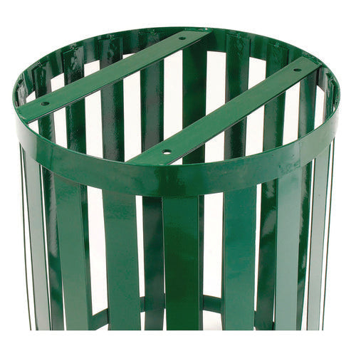 Image of Global Industrial® 237726GN Outdoor Slatted Steel Trash Can, 36 gal, Green