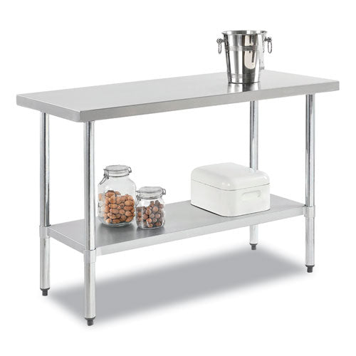Image of Global Industrial® 319057 Work Table with Undershelf, Rectangular, 72 x 30 x 35, Silver Top, Silver Base/Legs