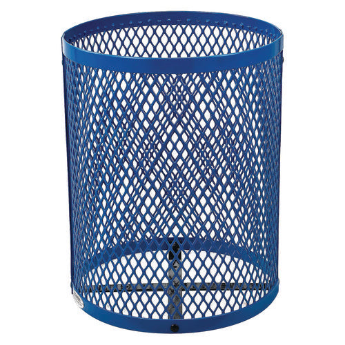Image of Global Industrial® 261926BL Outdoor Diamond Steel Trash Can, Rain Bonnet Lid, 36 gal, Blue