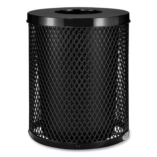 Image of Global Industrial® 261924BK Outdoor Diamond Steel Trash Can, 36 gal, Black