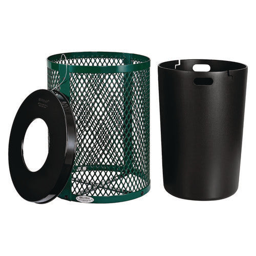 Image of Global Industrial® 261924GN Outdoor Diamond Steel Trash Can, 36 gal, Green