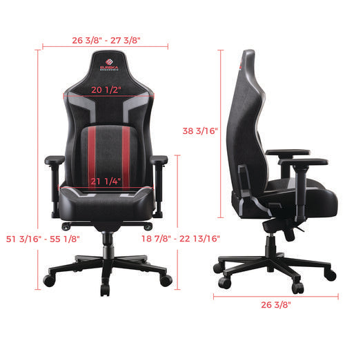 Image of Eureka Ergonomic® ERK-GC08-R Python II Ergonomic Chair, Supports up to 300 lb, 18.88" to 22.83" Seat Height, Black Fabric Seat, Black/Red Fabric Back