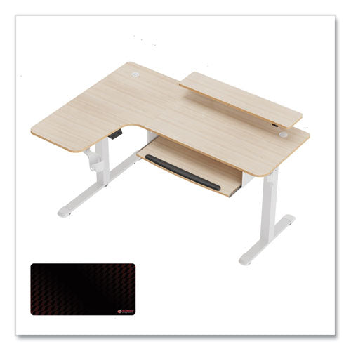 Image of Eureka Ergonomic® ERK-EHD-L60L-MW L-Shaped Standing Desk with Keyboard Tray, Left Desk, 61.25" x 43.25" x 34.38" to 52.88", Maple White/White