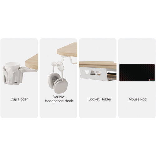 Image of Eureka Ergonomic® ERK-EHD-L60L-MW L-Shaped Standing Desk with Keyboard Tray, Left Desk, 61.25" x 43.25" x 34.38" to 52.88", Maple White/White