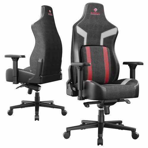 Image of Eureka Ergonomic® ERK-GC08-R Python II Ergonomic Chair, Supports up to 300 lb, 18.88" to 22.83" Seat Height, Black Fabric Seat, Black/Red Fabric Back