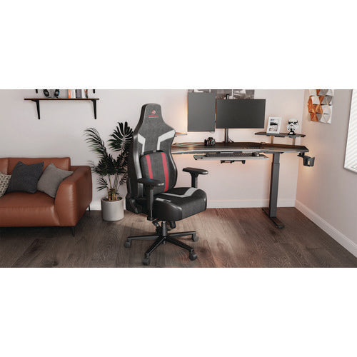 Image of Eureka Ergonomic® ERK-GC08-R Python II Ergonomic Chair, Supports up to 300 lb, 18.88" to 22.83" Seat Height, Black Fabric Seat, Black/Red Fabric Back