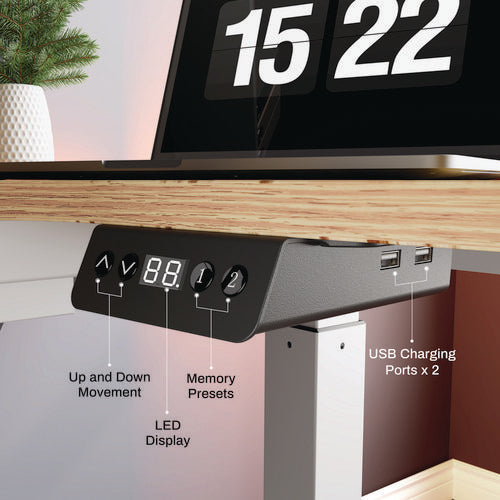 Image of Eureka Ergonomic® ERK-EHD-L60L-MW L-Shaped Standing Desk with Keyboard Tray, Left Desk, 61.25" x 43.25" x 34.38" to 52.88", Maple White/White