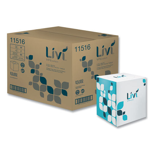 Image of Livi® VPG Select 11516 Cube Facial Tissue, 2-Ply, White, 90 Sheets/Box, 36 Boxes/Carton