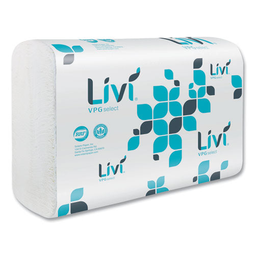 Image of Livi® VPG Select 50861 Multifold Towel, 1-Ply, 9.45 x 10.55, White, 220 Sheets/Pack, 10 Packs/Carton