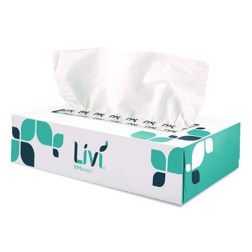 Image of Livi® VPG Select 11513 Flat Box Facial Tissue, 2-Ply, White, 100 Sheets/Box, 30 Boxes/Carton