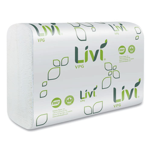 Image of Livi® VPG 43513 Multifold Towel, 1-Ply, 9.45 x 9.06, White, 250 Sheets/Pack, 16 Packs/Carton