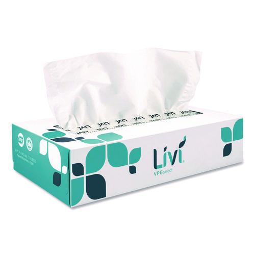Image of Livi® VPG Select 11513 Flat Box Facial Tissue, 2-Ply, White, 100 Sheets/Box, 30 Boxes/Carton