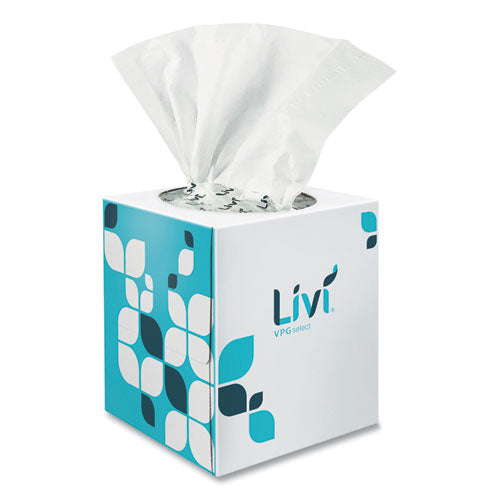 Image of Livi® VPG Select 11516 Cube Facial Tissue, 2-Ply, White, 90 Sheets/Box, 36 Boxes/Carton