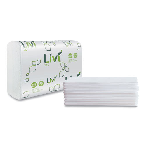 Image of Livi® VPG 43513 Multifold Towel, 1-Ply, 9.45 x 9.06, White, 250 Sheets/Pack, 16 Packs/Carton