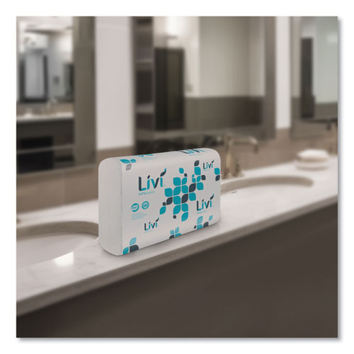 Image of Livi® VPG Select 50861 Multifold Towel, 1-Ply, 9.45 x 10.55, White, 220 Sheets/Pack, 10 Packs/Carton