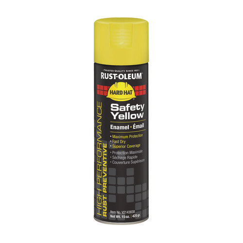 Image of Rust-OleumÂ® Hard Hat High Performance V2100 System Rust Preventive Enamel Spray Paint, Gloss Safety Yellow, 15 oz Aerosol Can, 6/Carton