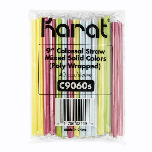 Image of Karat® C9060S (MIXED) Boba Straws, 9", Plastic, Assorted Colors, 1,600/Carton