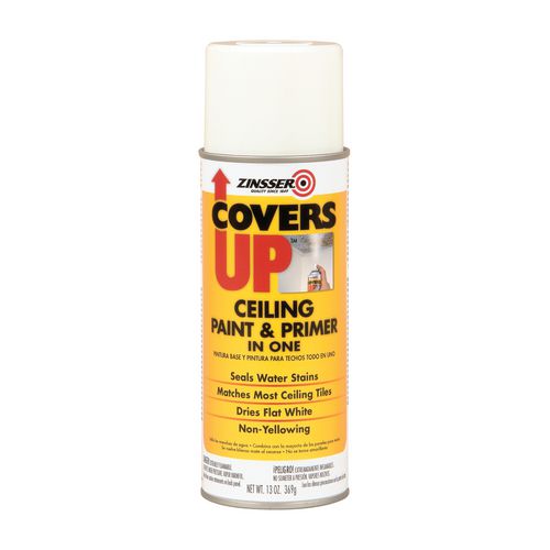 Image of Zinsser® 3688CT Covers Up Ceiling Paint and Primer, Interior, Flat White, 13 oz Aerosol Can, 6/Carton
