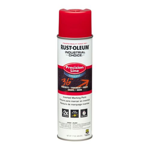 Image of Rust-Oleum® 203038CT Industrial Choice M1800 System Water-Based Precision Line Marking Paint, Flat Safety Red, 17 oz Aerosol Can, 12/Carton
